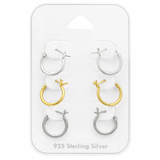 Silver 10mm French Lock Ear Hoop Set on Card