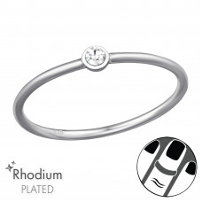 Silver Round Midi Ring with Crystal