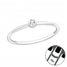 Silver Round Midi Ring with Crystal