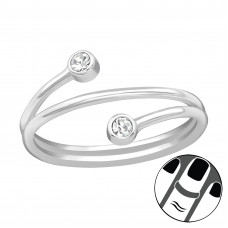 Silver Twist Midi Ring with Crystal