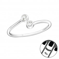 Silver Round Midi Ring with Crystal