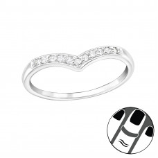 Silver Heart Midi Ring with Cubic Zirconia
