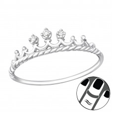 Silver Crown Midi Ring with Cubic Zirconia