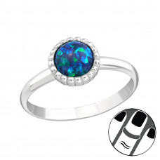 Silver Round Midi Ring with Synthetic Opal