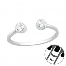 Silver Open Midi Ring with Cubic Zirconia