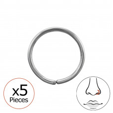 0.8x10mm (20G) 316 Surgical Steel Seamless Nose Ring x5
