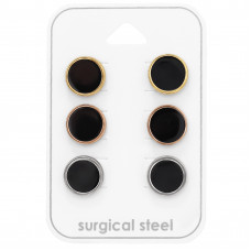 10mm Round Stainless Steel Ear Studs Set on Card