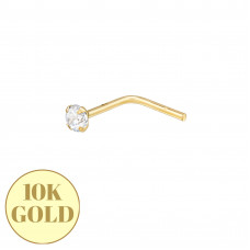 2mm 3A Grade Cubic Zirconia 4 Prong 10K Gold Nose Stud