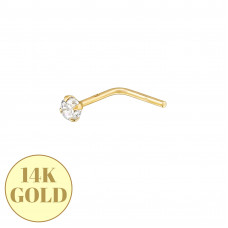 2mm 3A Grade Cubic Zirconia 4 Prong 14K Gold Nose Stud