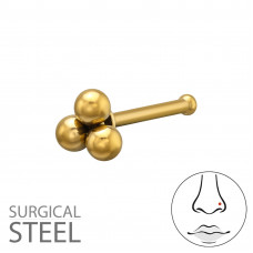 3 Dots 3.7mm 316 Surgical Steel Gold Color Nose Stud - 0.8mm (20G)
