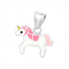Children's Silver Unicorn Pendant with Epoxy