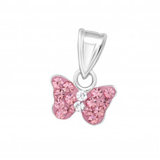 Children's Silver Butterfly Pendant with Crystal