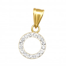 Circle Sterling Silver Gold Plated Pendant with Crystal