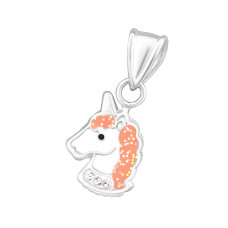 Children's Silver Unicorn Pendant with Crystal and Epoxy