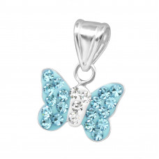 Children's Silver Butterfly Pendant with Crystal
