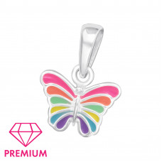 Children's Silver Butterfly Pendant with Epoxy
