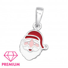 Children's Silver Santa Pendant with Epoxy