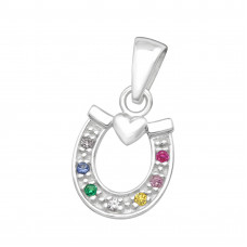 Silver Horseshoe Pendant with Cubic Zirconia