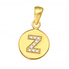 Letter Z Sterling Silver Pendant with Cubic Zirconia