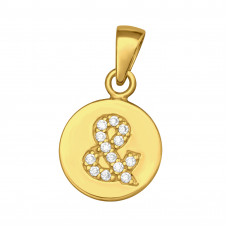 Ampersand Sterling Silver Pendant with Cubic Zirconia