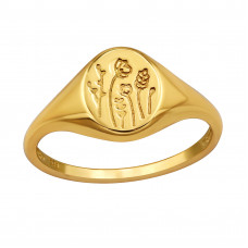 Flower Sterling Silver Gold Plated Ring