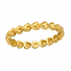 Heart Band Sterling Silver Gold Plated Ring