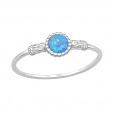 Circle Sterling Silver Ring with Synthetic Opal