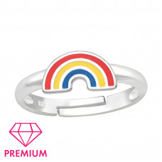 Children's Silver Rainbow Adjustable Ring with Epoxy