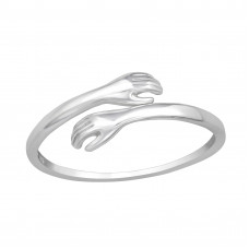 Hugging Hands Sterling Silver Ring
