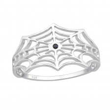 Spider Web Sterling Silver Ring with Cubic Zirconia