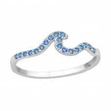 Wave Sterling Silver Ring with Cubic Zirconia