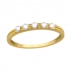 Round Sterling Silver Ring with Imitation Pearl