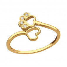 Paw and Heart Sterling Silver Ring with Cubic Zirconia