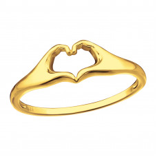 Hand Heart Sterling Silver Gold Plated Ring