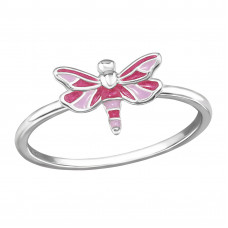 11mm Butterfiy Sterling Silver Ring with Pink and Purple Epoxy