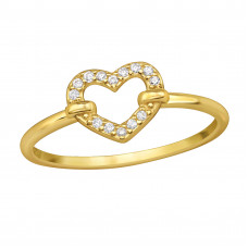 Open Heart Sterling Silver Ring with Cubic Zirconia