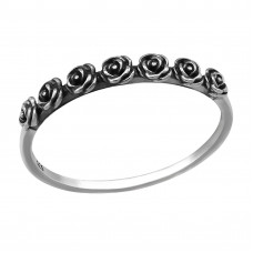 7 Roses Sterling Silver Oxidized Ring