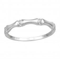 Bamboo Sterling Silver Ring with Cubic Zirconia