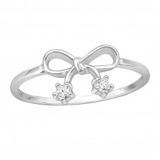 Bow Sterling Silver Ring with Cubic Zirconia
