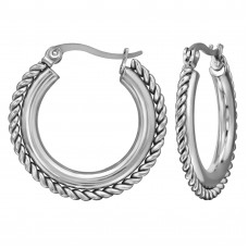 26mm Rope Twist Stainless Steel Hoops with French Lock
