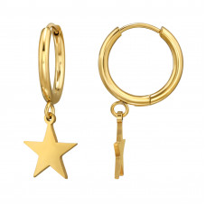 12mm Stainless Steel Gold Color Hoop with Dangling 11mm Star