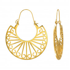 48mm Patterned Stainless Steel Gold Color Ear Hoops 