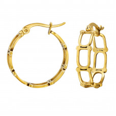22mm Linked Rectangles Stainless Steel Gold Color Hoops with French Lock