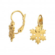 Snowflake Stainless Steel Gold Color Lever Back Earrings