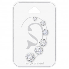 High Polish Surgical Steel Graduated CZ Studs Set with Cubic Zirconia on Card