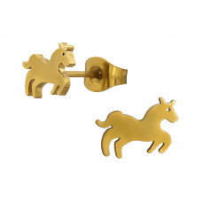 Horse Stainless Steel Gold Color Ear Studs
