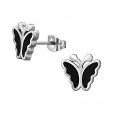 11mm Butterfly Stainless Steel Ear Studs with Epoxy