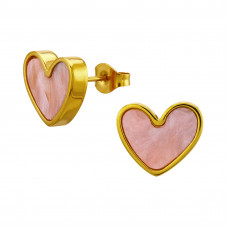 11mm Heart Stainless Steel Gold Color Ear Studs with Epoxy