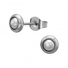 Round 6mm Stainless Steel Ear Studs with Imitation Pearl