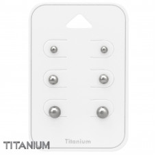 Titanium Round 3mm, 4mm and 5mm Ball Ear Studs Set on Card